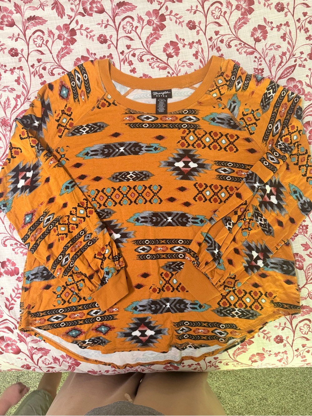 Wrangler Mustard Orange Southwestern Print Pullover